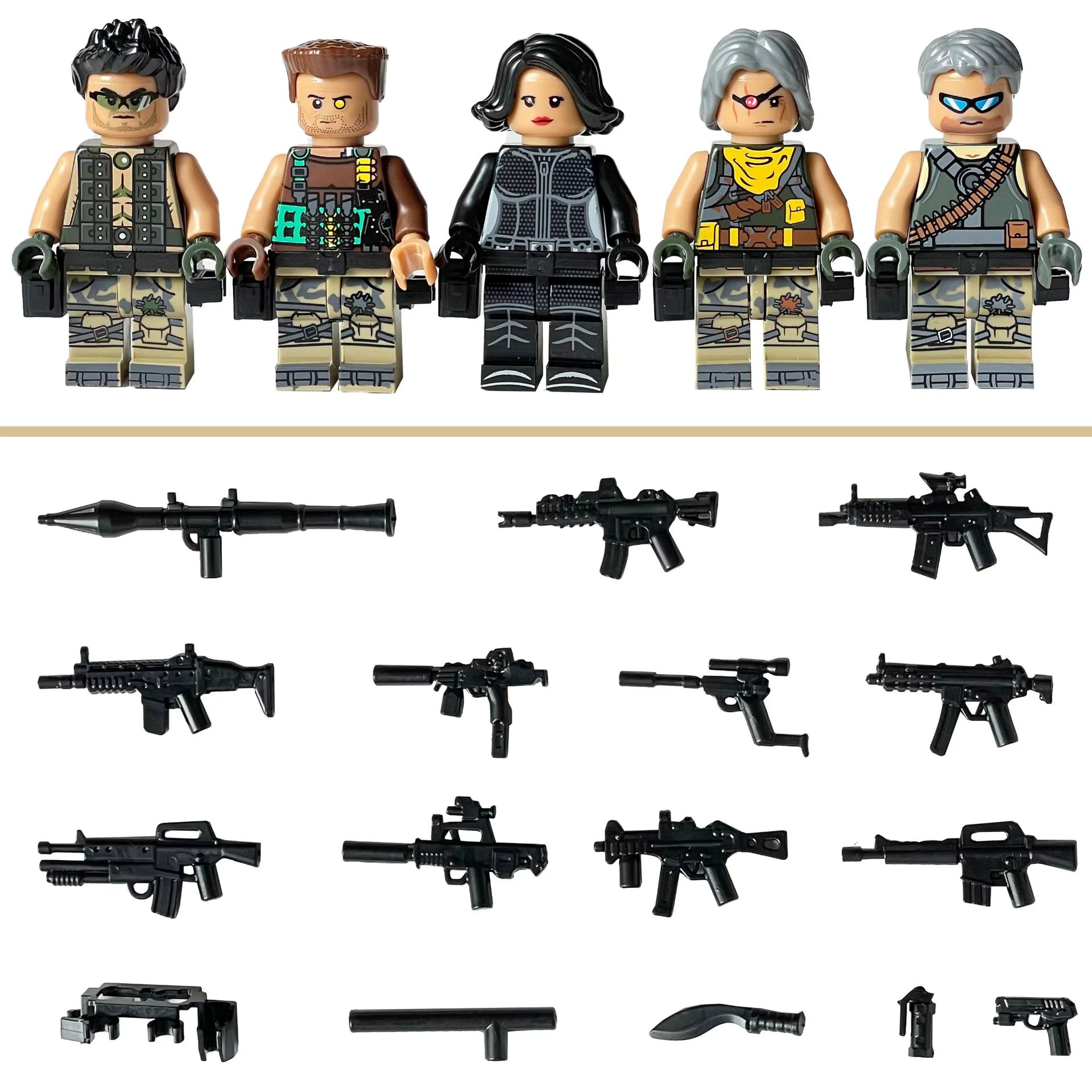 Custom made Mercenary minifigures | 5 PCS