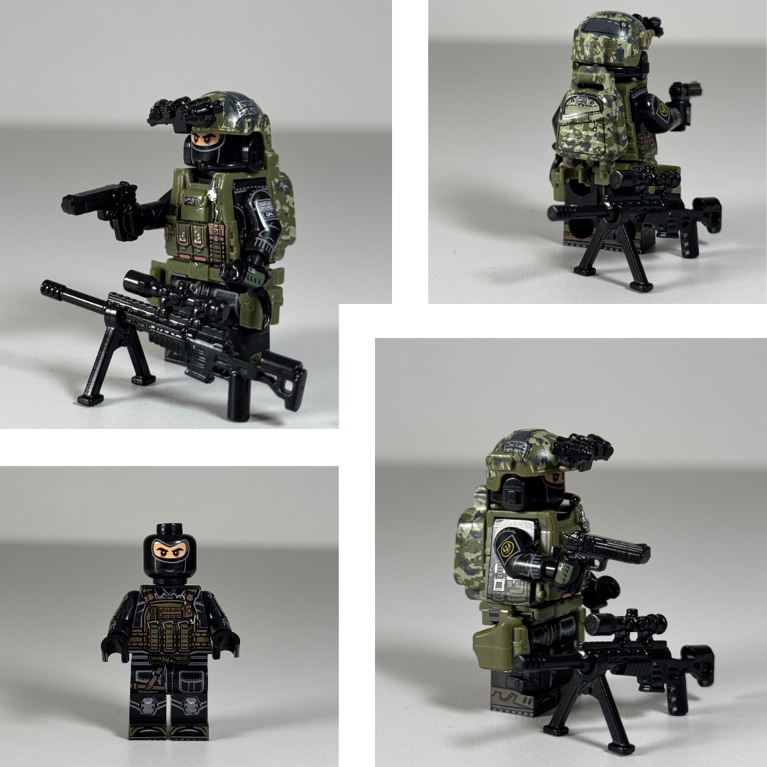 Collectible Marine Chemical Warfare Minifigure - Custom Battle Brick LEGO-Style Figure With Tactical Gear