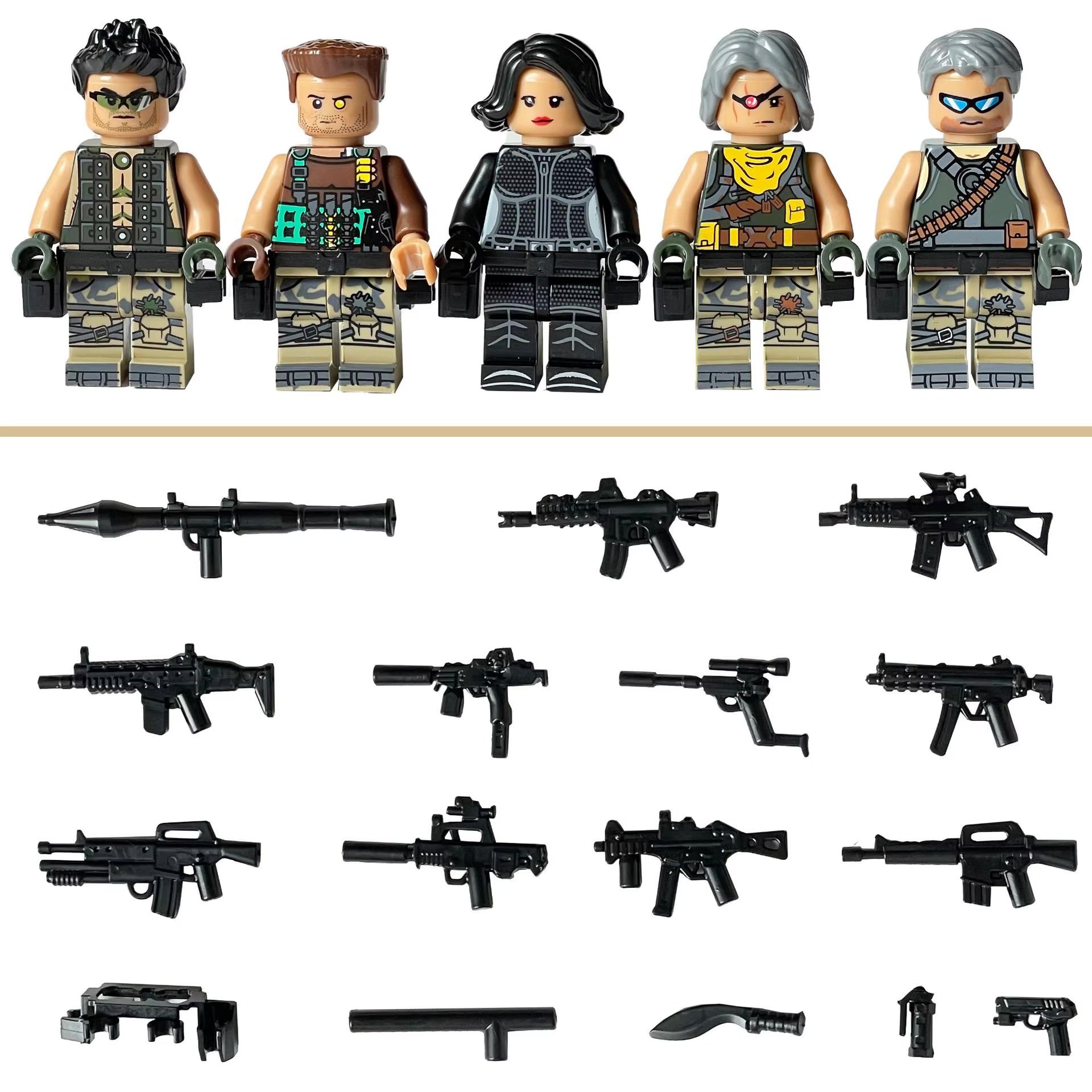 Custom made Mercenary minifigures | 5 PCS