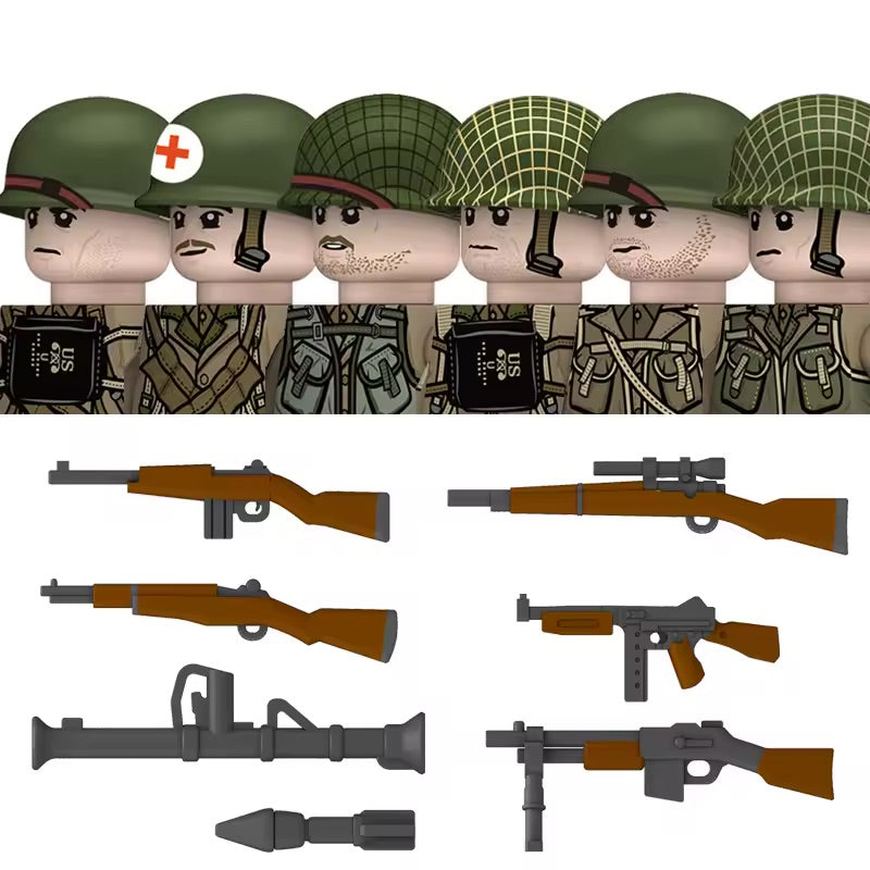 Custom made WW2 US 101st Airborne minifigures | 6 PCS